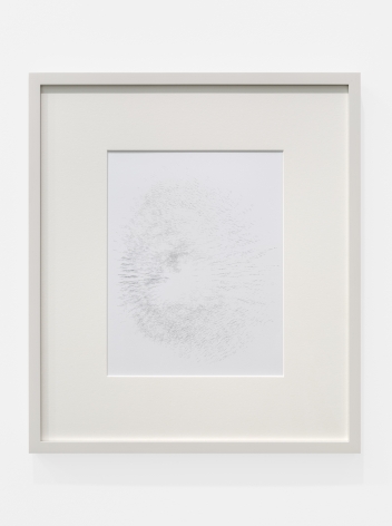 Cheyney ThompsonAggregateDeadThing (RedBlueYellow)(30000steps(view1)): silver, 2016Silverpoint on clay-coated paper image size: 9 1/4 x 7 1/4 in (23.5 x 18.4 cm); frame: 15 3/4 x 13 3/4 x 3/4 in (40 x 34.9 x 1.9 cm)