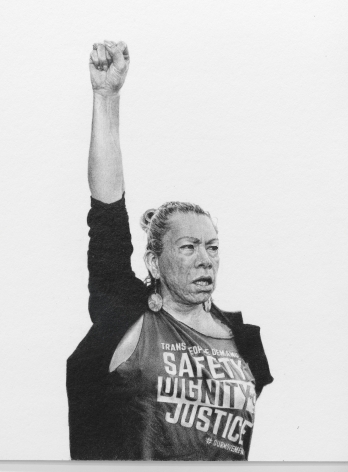 Andrea Bowers, Dignity Safety Justice: Woman With Raised Fist (Trans Latina Coalition, Blockade at the Beverly Center, L.A., CA, March 20th, 2015)&nbsp;(DETAIL), 2016